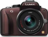 Panasonic Lumix DMC-G3 in braun mit G Vario 14-42 mm von vorne