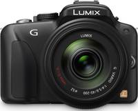 Panasonic Lumix DMC-G3 in schwarz mit G Vario 45-200 mm von vorne