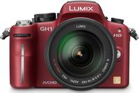 Panasonic Lumix DMC-GH1 in rot mit G Vario 14-140 mm von vorne