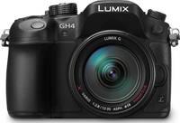 Panasonic Lumix DMC-GH4 in schwarz mit G Vario 12-35 mm von vorne