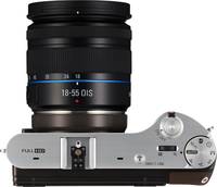 Samsung NX300M in braun mit 18-55 mm von oben