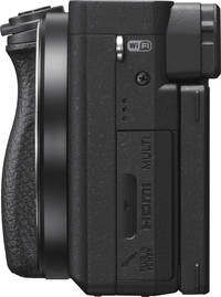 Sony Alpha 6400 in schwarz von links