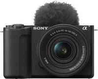 Sony Alpha ZV-E10 II in schwarz mit E 16-50mm F35-50 OSS II von vorne
