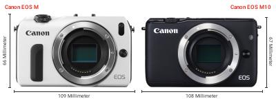 Größenvergleich: Canon EOS M vs. Canon EOS M10 Größenvergleich: Canon EOS M vs. Canon EOS M10