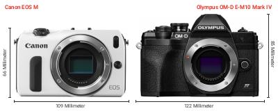 Größenvergleich: Canon EOS M vs. OM System OM-D E-M10 Mark IV