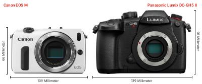 Größenvergleich: Canon EOS M vs. Panasonic Lumix DC-GH5 II