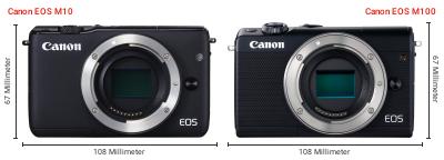 Größenvergleich: Canon EOS M10 vs. Canon EOS M100 Größenvergleich: Canon EOS M10 vs. Canon EOS M100
