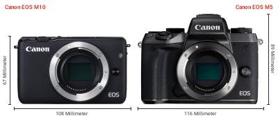 Größenvergleich: Canon EOS M10 vs. Canon EOS M5 Größenvergleich: Canon EOS M10 vs. Canon EOS M5