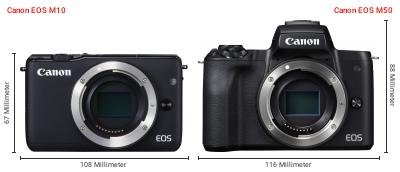 Größenvergleich: Canon EOS M10 vs. Canon EOS M50 Größenvergleich: Canon EOS M10 vs. Canon EOS M50