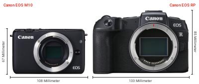 Größenvergleich: Canon EOS M10 vs. Canon EOS RP Größenvergleich: Canon EOS M10 vs. Canon EOS RP