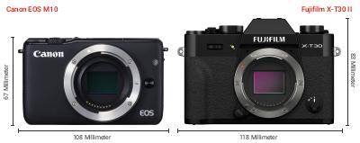 Größenvergleich: Canon EOS M10 vs. Fujifilm X-T30 II Größenvergleich: Canon EOS M10 vs. Fujifilm X-T30 II