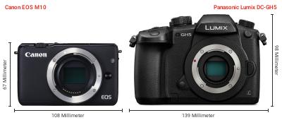 Größenvergleich: Canon EOS M10 vs. Panasonic Lumix DC-GH5 Größenvergleich: Canon EOS M10 vs. Panasonic Lumix DC-GH5