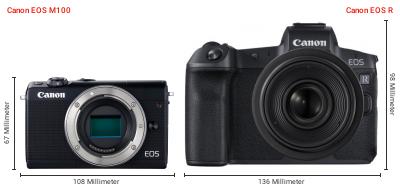 Größenvergleich: Canon EOS M100 vs. Canon EOS R Größenvergleich: Canon EOS M100 vs. Canon EOS R