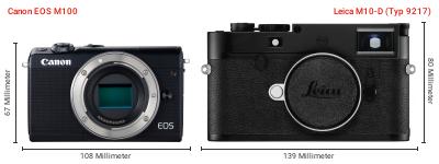Größenvergleich: Canon EOS M100 vs. Leica M10-D (Typ 9217) Größenvergleich: Canon EOS M100 vs. Leica M10-D (Typ 9217)