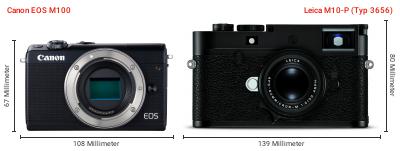 Größenvergleich: Canon EOS M100 vs. Leica M10-P (Typ 3656) Größenvergleich: Canon EOS M100 vs. Leica M10-P (Typ 3656)