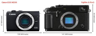 Größenvergleich: Canon EOS M200 vs. Fujifilm X-Pro3 Größenvergleich: Canon EOS M200 vs. Fujifilm X-Pro3