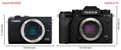Größenvergleich: Canon EOS M200 vs. Fujifilm X-T5 Größenvergleich: Canon EOS M200 vs. Fujifilm X-T5