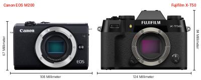 Größenvergleich: Canon EOS M200 vs. Fujifilm X-T50 Größenvergleich: Canon EOS M200 vs. Fujifilm X-T50