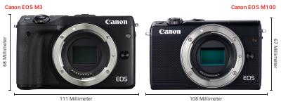 Größenvergleich: Canon EOS M3 vs. Canon EOS M100 Größenvergleich: Canon EOS M3 vs. Canon EOS M100