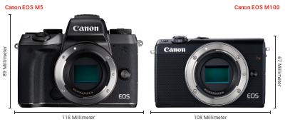 Größenvergleich: Canon EOS M5 vs. Canon EOS M100 Größenvergleich: Canon EOS M5 vs. Canon EOS M100