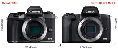 Größenvergleich: Canon EOS M5 vs. Canon EOS M50 Mark II Größenvergleich: Canon EOS M5 vs. Canon EOS M50 Mark II