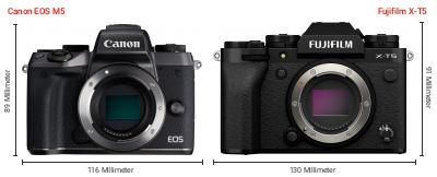 Größenvergleich: Canon EOS M5 vs. Fujifilm X-T5