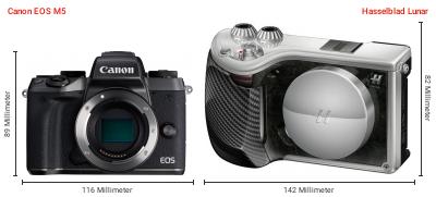 Größenvergleich: Canon EOS M5 vs. Hasselblad Lunar Größenvergleich: Canon EOS M5 vs. Hasselblad Lunar
