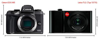 Größenvergleich: Canon EOS M5 vs. Leica TL2 (Typ 5370)