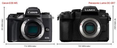 Größenvergleich: Canon EOS M5 vs. Panasonic Lumix DC-G97 Größenvergleich: Canon EOS M5 vs. Panasonic Lumix DC-G97
