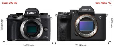 Größenvergleich: Canon EOS M5 vs. Sony Alpha 7 IV