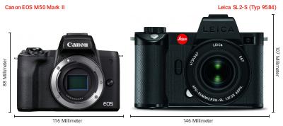 Größenvergleich: Canon EOS M50 Mark II vs. Leica SL2-S (Typ 9584) Größenvergleich: Canon EOS M50 Mark II vs. Leica SL2-S (Typ 9584)