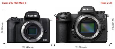 Größenvergleich: Canon EOS M50 Mark II vs. Nikon Z6 III