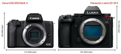 Größenvergleich: Canon EOS M50 Mark II vs. Panasonic Lumix DC-S5 II Größenvergleich: Canon EOS M50 Mark II vs. Panasonic Lumix DC-S5 II