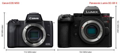 Größenvergleich: Canon EOS M50 vs. Panasonic Lumix DC-G9 II