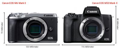 Größenvergleich: Canon EOS M6 Mark II vs. Canon EOS M50 Mark II Größenvergleich: Canon EOS M6 Mark II vs. Canon EOS M50 Mark II
