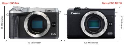 Größenvergleich: Canon EOS M6 vs. Canon EOS M200 Größenvergleich: Canon EOS M6 vs. Canon EOS M200