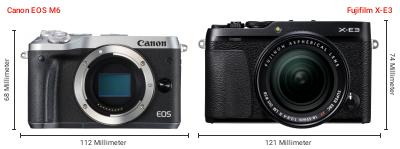 Größenvergleich: Canon EOS M6 vs. Fujifilm X-E3 Größenvergleich: Canon EOS M6 vs. Fujifilm X-E3
