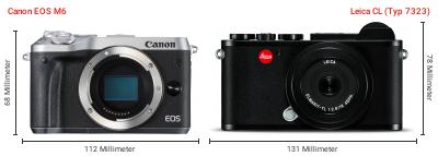 Größenvergleich: Canon EOS M6 vs. Leica CL (Typ 7323) Größenvergleich: Canon EOS M6 vs. Leica CL (Typ 7323)