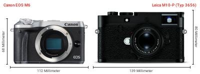 Größenvergleich: Canon EOS M6 vs. Leica M10-P (Typ 3656) Größenvergleich: Canon EOS M6 vs. Leica M10-P (Typ 3656)