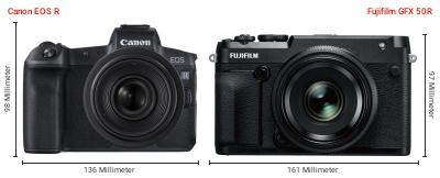 Größenvergleich: Canon EOS R vs. Fujifilm GFX 50R Größenvergleich: Canon EOS R vs. Fujifilm GFX 50R