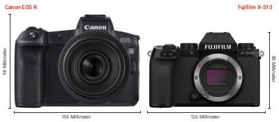 Größenvergleich: Canon EOS R vs. Fujifilm X-S10 Größenvergleich: Canon EOS R vs. Fujifilm X-S10