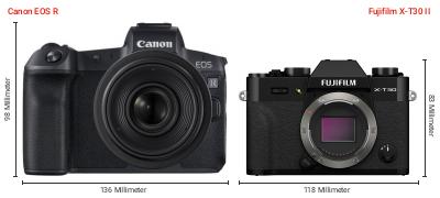 Größenvergleich: Canon EOS R vs. Fujifilm X-T30 II Größenvergleich: Canon EOS R vs. Fujifilm X-T30 II