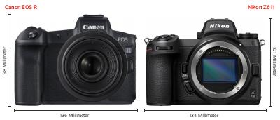 Größenvergleich: Canon EOS R vs. Nikon Z6 II Größenvergleich: Canon EOS R vs. Nikon Z6 II