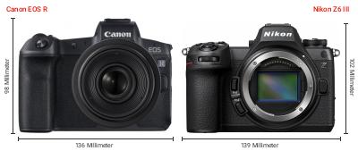 Größenvergleich: Canon EOS R vs. Nikon Z6 III Größenvergleich: Canon EOS R vs. Nikon Z6 III