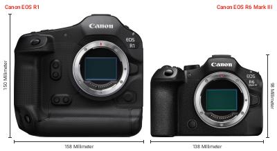 Größenvergleich: Canon EOS R1 vs. Canon EOS R6 Mark III