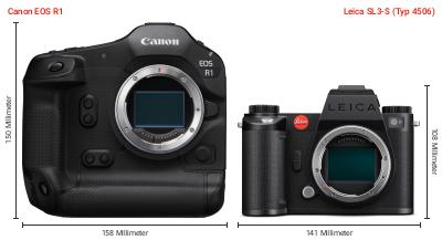 Größenvergleich: Canon EOS R1 vs. Leica SL3-S (Typ 4506) Größenvergleich: Canon EOS R1 vs. Leica SL3-S (Typ 4506)