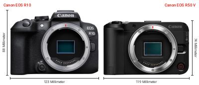 Größenvergleich: Canon EOS R10 vs. Canon EOS R50 V Größenvergleich: Canon EOS R10 vs. Canon EOS R50 V