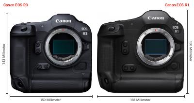 Größenvergleich: Canon EOS R3 vs. Canon EOS R1 Größenvergleich: Canon EOS R3 vs. Canon EOS R1