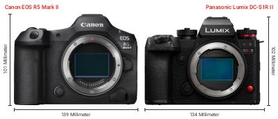 Größenvergleich: Canon EOS R5 Mark II vs. Panasonic Lumix DC-S1R II