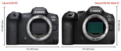 Größenvergleich: Canon EOS R5 vs. Canon EOS R6 Mark III Größenvergleich: Canon EOS R5 vs. Canon EOS R6 Mark III